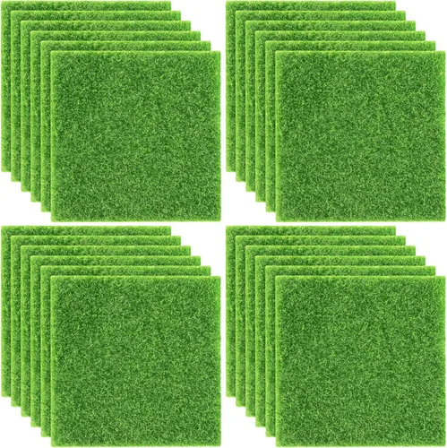 Vista 9 de Elcoho 6 piezas de césped artificial para manualidades, jardín de hadas, 6 x 6 pulgadas, para decoración en miniatura, casa de muñecas, decoración