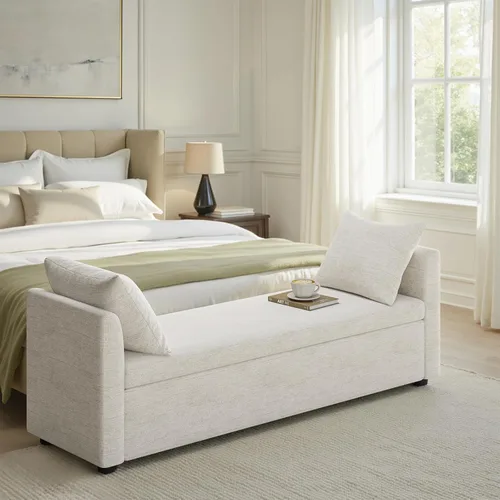 Vista 24 de HULALA HOME Banco otomano moderno de almacenamiento con almohadas, banco extra largo de dormitorio de 59.4 pulgadas para pie de cama, cómodo Azul