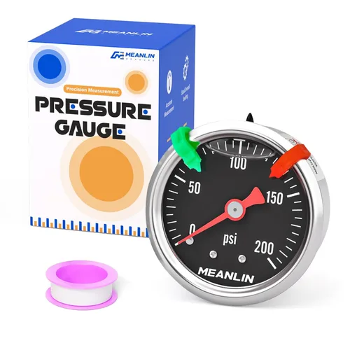 Vista 21 de MEANLIN MEASURE - Manómetro de presión de 0~15 psi, relleno de glicerina, esfera con cara de 1.5 pulgadas, NPT de 1/8 de pulgada, manómetro