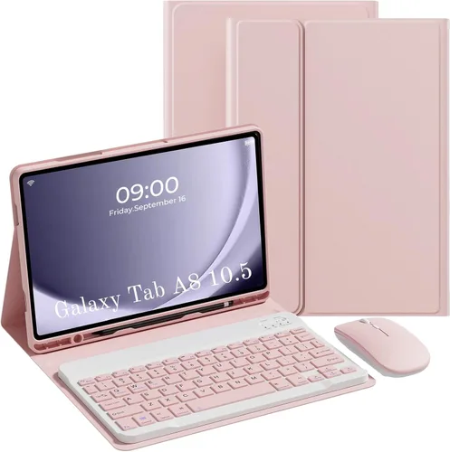 Vista 9 de Funda de teclado para Samsung Galaxy Tab S6 Lite de 10.4 pulgadas 2024, Samsung S6 Lite Funda para tableta con ranura para bolígrafo, teclado