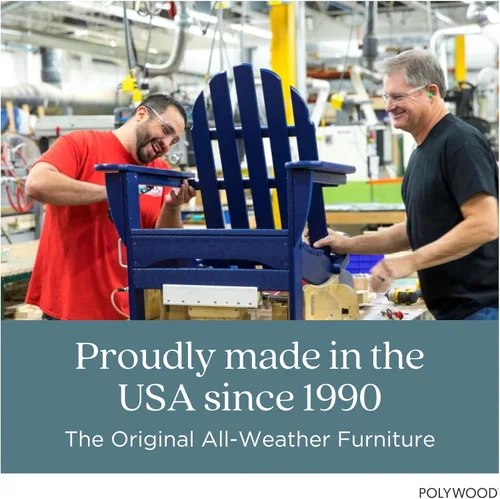 Vista 8 de Silla moderna AD420WH tipo Adirondack de Polywood, Blanca, Construcción duradera de polietileno de alta densidad, Fácil montaje, Resistente al agua