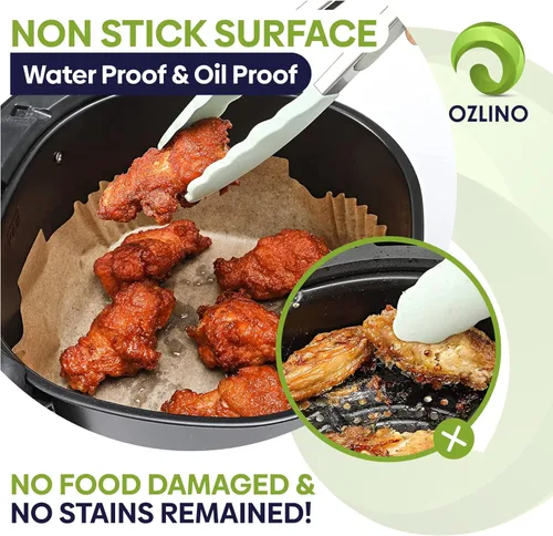 Vista 3 de 200 forros desechables para freidora de aire, forros de papel pergamino de 7.9 pulgadas, forros perfectos para freidora de aire para hornear