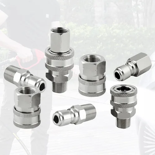 Vista 5 de Raincovo Lavadora a Presión de Conexión Rápida de 3/8 Pulgadas, Accesorios de Lavadora a Presión, Juego de Adaptadores de Acero Inoxidable, Rosca