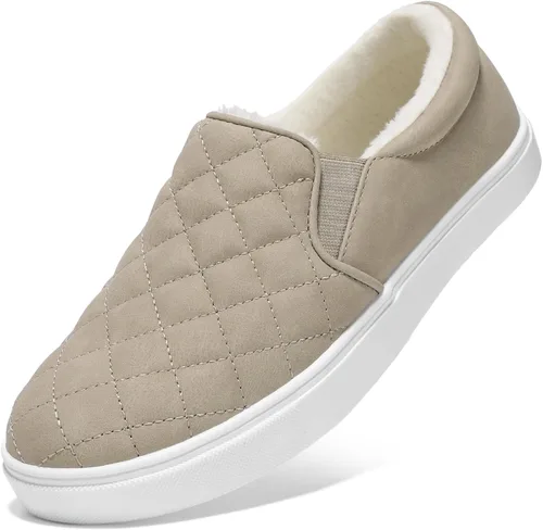 Vista 13 de STQ Zapatos sin cordones para mujer, zapatillas acolchadas de moda Blanco beige