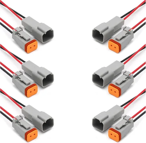Paquete de 6 conectores Deutsch DT de 2 pines, conectores eléctricos impermeables macho y hembra, arnés de cableado con cable de 16 AWG para