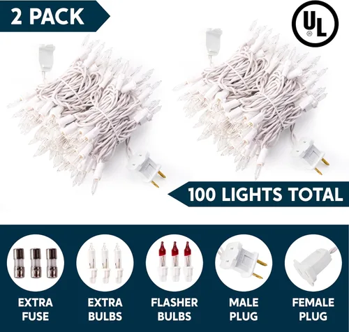 Vista 7 de Joiedomi Cadena de Luces de Navidad para Interior, 200 (2x100) Mini Luz Cálida de Hadas, Iluminación de 43 Pies para Decoración de Patio