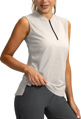 SANTINY Camiseta de golf sin mangas para mujer, con cremallera, ligera, de secado rápido, camiseta polo para mujer