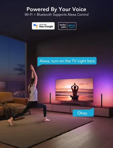 Vista 4 de Govee - Barras de luz RGBIC, retroiluminación WiFi de 15 pulgadas para TV adecuada para televisores de 45 a 70 pulgadas, barras de luz inteligentes
