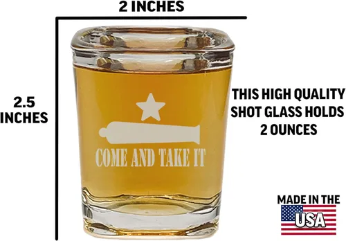 Vista 3 de Rogue River Tactical Square Come and Take It Texas State Flag Outline Shot Glass Regalo para Texan TX González Flag
