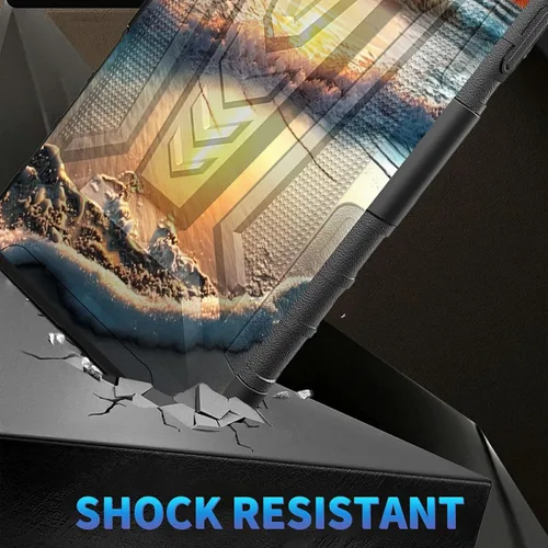 Vista 4 de Funda para AT&T Maestro Max 2021/Cricket Ovation 2 con protector de pantalla de vidrio templado, funda resistente con función atril integrada