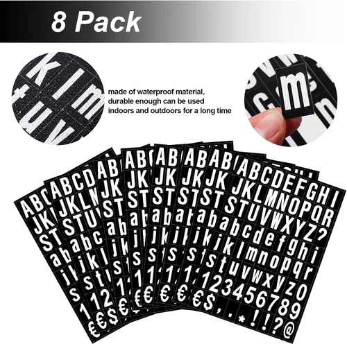 Vista 4 de Zonon 8 hojas de pegatinas de números para buzón, kit de letras y números de vinilo autoadhesivo para buzón, letreros, ventana, puerta, automóviles