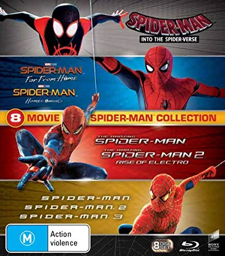 Spider-man - 8 MOVIE PACK Collection Box Set Blu-ray Into The Spider-Verse Far From Home Homecoming Amazing Spider-man 1 & 2 Spider-man 1 2 & 3