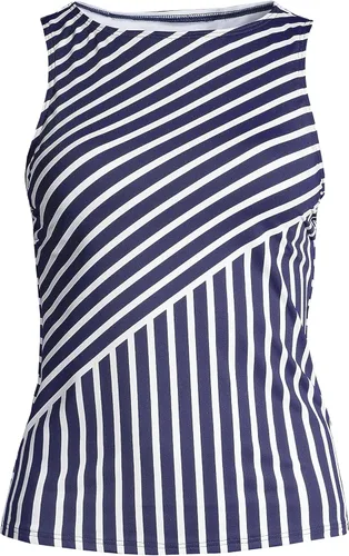 Lands' End Traje de baño tankini de cuello alto resistente al cloro UPF 50, con protección solar modesta