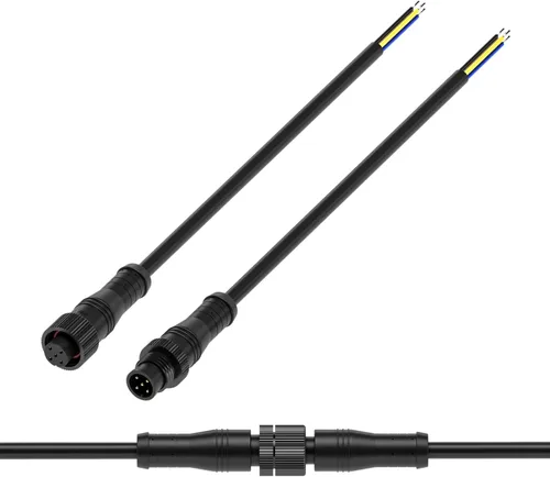 Vista 16 de BTF-LIGHTING Conector eléctrico de tuerca metálica de 2 pines, 18 AWG IP68, conector hembra macho de 7.87 pulgadas/7.9 in, cable de extensión