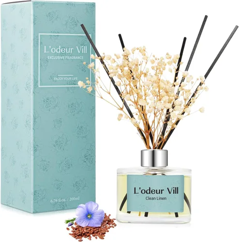 Vista 9 de L'odeur Vill Juego de difusor de varillas – Fragancia para el hogar con aroma a cereza negra, 6.7 oz (6.8 fl oz) con 6 varillas difusoras de aceite