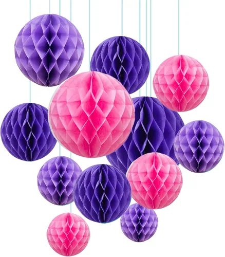 Vista 27 de ZOOYOO 12 bolas de panal de 6 pulgadas y 10 pulgadas para decoración de pompones de papel de seda colgantes para graduación, aniversario, Año Nuevo