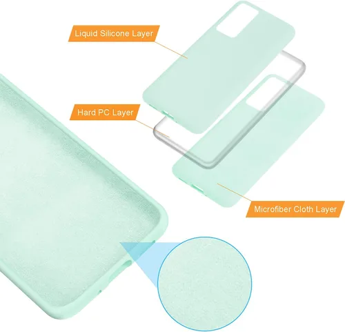 Vista 3 de E Segoi Diseñada para Galaxy S20 FE 5G, silicona líquida de goma de gel a prueba de golpes, cojín de forro de tela de microfibra suave compatible