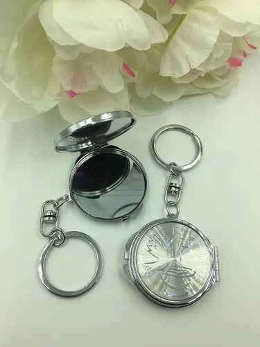 12 piezas nuevo bautismo compacto espejo llavero favor -Bautizo Recuerdos/maquillaje Espíritu Santo Compacto/Primera Comunión
