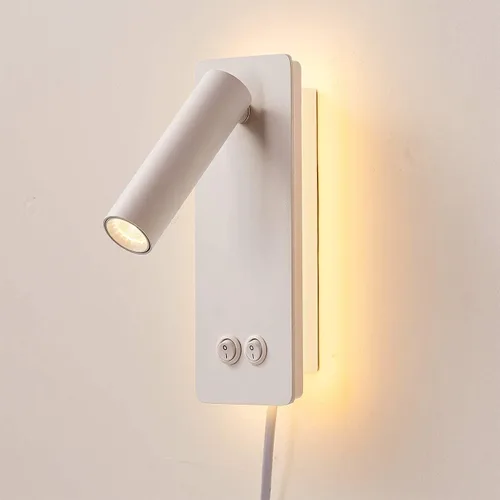 Lámpara de Pared LED, Luz de Lectura de Cabecera, Enchufable, 3W, Aplique de Pared de Cabecero, Lámpara de Pared Ajustable con Interruptor de