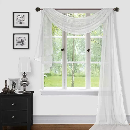 Vista 13 de Sapphire Home Cortinas de cenefa para ventana, cenefas transparentes extralargas para ventanas, cortinas de gasa para sala de estar, cocina