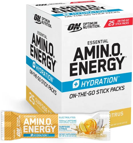 Vista 25 de Optimum Nutrition Amino Energy Powder Plus Focus, con BCAA, electrolitos y cafeína, ponche de frutas, 65 porciones (el embalaje puede variar)
