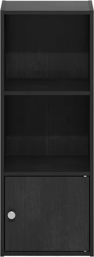 Vista 9 de Furinno LUDER Estantería de Libros, Estantería Moderna de 3 Niveles, Librero con Gabinete de Almacenamiento de 1 Puerta, 9.3 x 12 x 31.5, para Sala