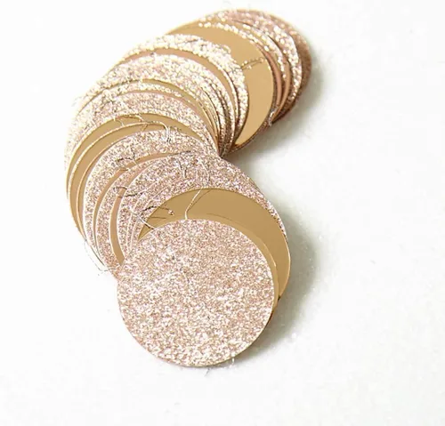 Vista 4 de Decor365 Decoraciones de fiesta de oro champán con purpurina, decoración de cumpleaños dorada para colgar, guirnalda circular, serpentinas