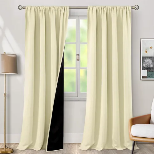 Vista 31 de BGment - Cortinas opacas para sala de estar de 63 pulgadas de largo, juego de 2 paneles, cortinas para oscurecer toda la habitación, cortinas