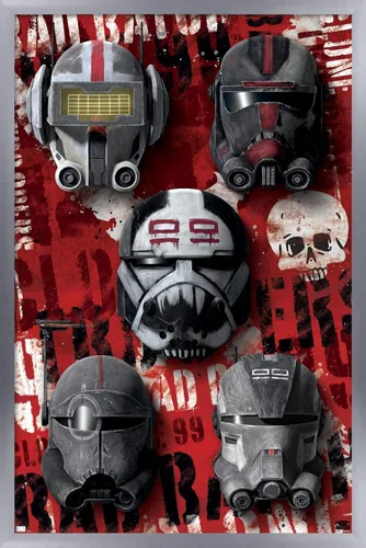 Vista 9 de Trends International Star Wars: The Bad Batch - Póster de pared de cascos, 22.4 pulgadas de largo x 14.7 pulgadas, versión enmarcada en madera