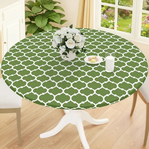 Vista 21 de Smiry Mantel redondo de pícnic, fundas de mesa elásticas impermeables para mesas de 18 a 24 pulgadas, manteles de vinilo con parte trasera