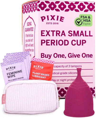 Vista 16 de Copa menstrual de Pixie - Sin metales ni toxinas - Clasificada como la más suave y reutilizable - Uso de 12 horas - 100% de silicona de grado médico