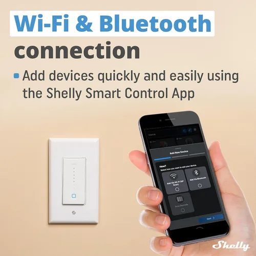 Vista 2 de Shelly Plus Wall Dimmer UL Interruptor Regulador Inteligente de Pared WiFi Automatización del hogar Puerta de enlace Bluetooth Compatible