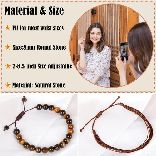 Vista 294 de LPBeads Pulsera de piedra natural hecha a mano de tamaño ajustable