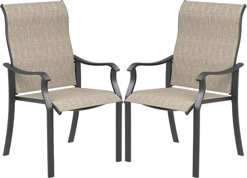 UDPATIO Juego de 2 sillas de comedor para patio, asiento ancho y respaldo alto, muebles de exterior con textileno transpirable para todo tipo de