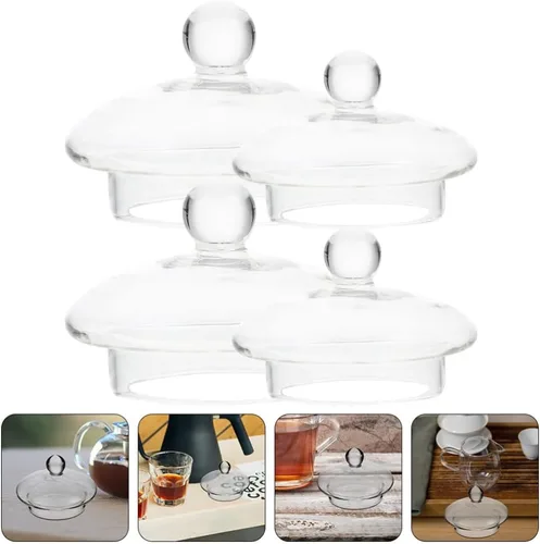 Vista 8 de Angoily Tetera de vidrio para tetera, 4 piezas, tapa de tetera de repuesto, tapas de coladores de té, tapas sueltas para tetera de té, cubierta