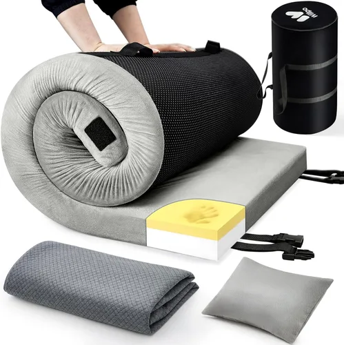 Vista 9 de Willpo CertiPUR-US Memory Foam Camping Mattress with Travel Bag and 2 Interchangeable Covers, Lightweight Portable Sleeping Pad for Tents, Guest