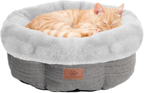 Vista 22 de Camas para gatos de interior, cama para gatitos, cama para perros de razas extra pequeñas, cama para cachorros, cama cómoda y duradera para Beige1