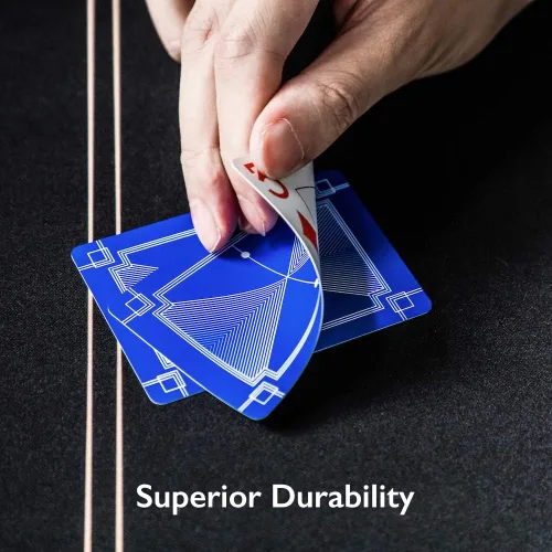 Vista 3 de SLOWPLAY 100% plástico naipes, juego de cartas de póquer de 2 cubiertas, índice jumbo, tamaño de póquer, flexibilidad y durabilidad superiores