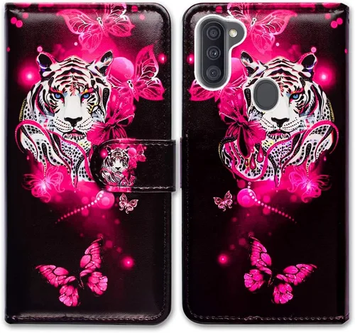 Vista 13 de Bcov Funda para Galaxy A11 (versión de EE. UU.), magníficos colores circulares de piel con tapa y ranura para tarjeta con soporte para Samsung