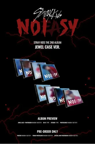 Stray Kids Noeasy 2º álbum joyero caso aleatorio ver.1ea CD+1ea póster plegado+20p libro de fotos + 1ea tarjeta de fotos+1ea pegatina+1ea artículo