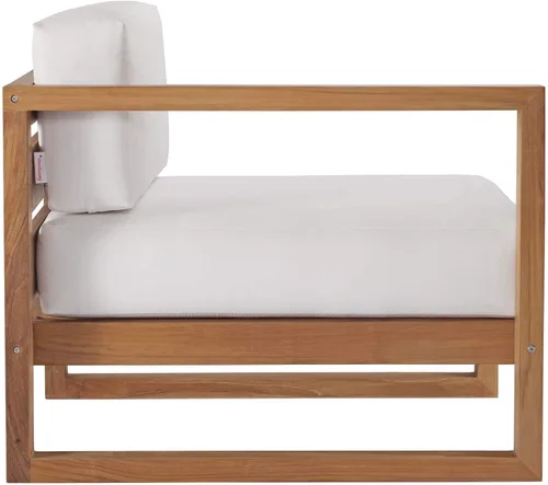 Vista 9 de Modway EEI-4256-NAT-WHI-SET Sofá biplaza seccional de 2 piezas de madera de teca para patio, color blanco natural