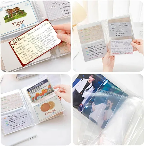 Vista 4 de BetterJonny Organizador de tarjetas de índice de 3 x 5, tarjetas de índice, soporte de plástico transparente, organizador de libros, soporte