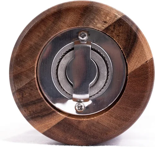Vista 5 de Molinillo de pimienta, molinillo de pimienta con acero inoxidable ajustable, madera de acacia, 12.6 in de altura, diámetro inferior: 2.4 in