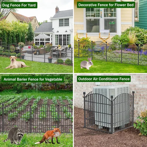 Vista 4 de Panel de cerca de barrera para animales, 24" de alto x 10 pies de largo, cerca decorativa sin excavar, panel de alambre metálico a prueba de óxido