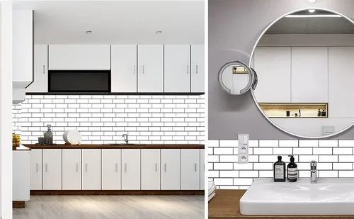 Vista 6 de SABONPOP 10 hojas de azulejos autoadhesivos para salpicaduras de cocina y baño, 12 x 12 pulgadas, adhesivo autoadhesivo con aspecto de mármol