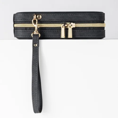 Vista 6 de Juegos de backgammon Lingle para adultos, juego de mesa clásico con estuche plegable de cuero sintético para backgammon, juego de backgammon Negro