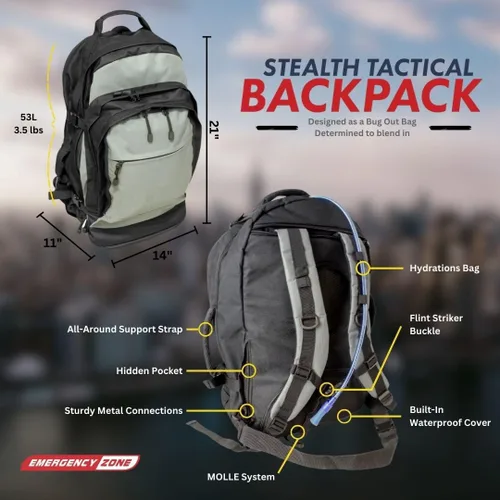 Vista 2 de Urban Survival Bug-Out Bag y suministros de supervivencia en desastres para hasta 6 personas