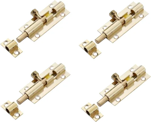 4 piezas de pernos de barril de latón de 2 pulgadas, cerradura de cierre deslizante dorado de seguridad, cerrojo deslizante, cerrojo deslizante,