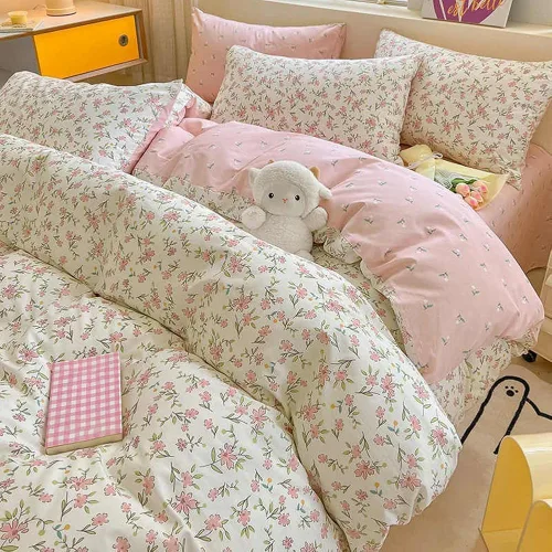 Vista 45 de VM VOUGEMARKET Juego de Funda de Consolador Romántica con Volantes Twin Estilo Princesa para Niñas Juego de Ropa de Cama de Flores Moradas