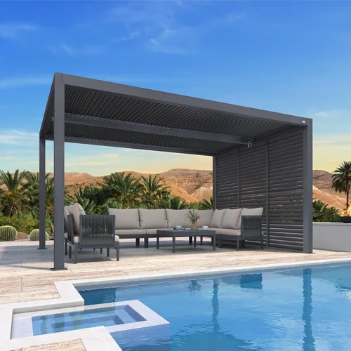 Vista 18 de PURPLE LEAF 94AS - Pérgola pequeña de aluminio compacto de 10 x 12 pies con techo rígido con listones ajustables para patio, cubierta de terraza